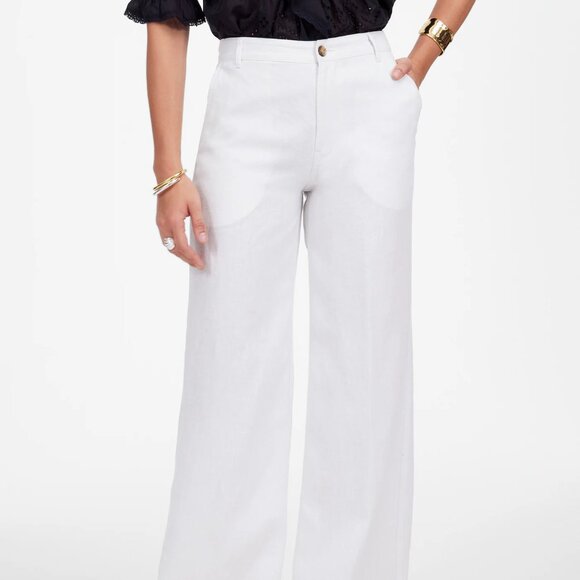 NWT Madewell The Zoe Relaxed Wide Pant in 100% Linen Size 2 in Salt - Picture 4 of 5